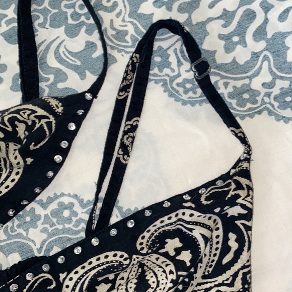 Cassee’s Sundress. Black & white print w/adornments. Fully lined. 100% cotton. - Picture 9 of 12